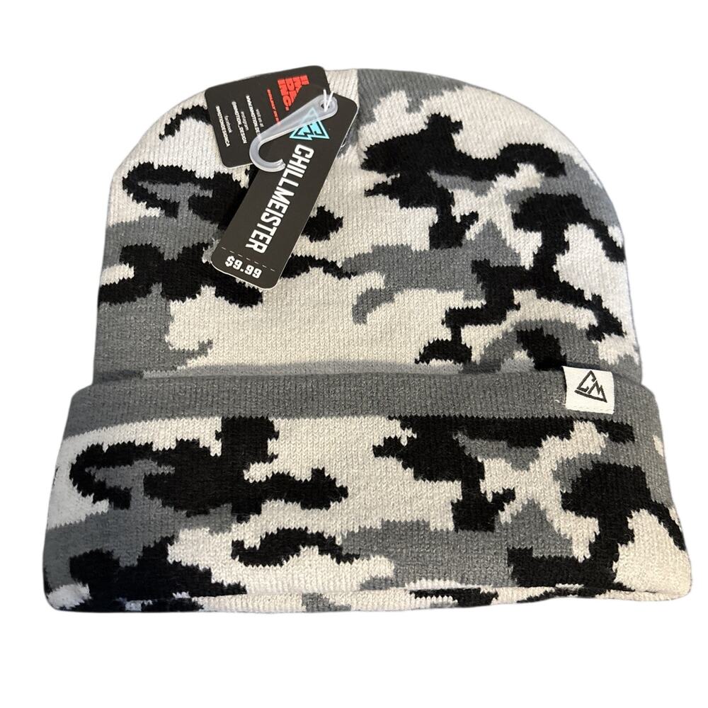 Chillmeister Unisex Gray Camouflage Soft Winter Beanie Hat Camo NWT 1 Size